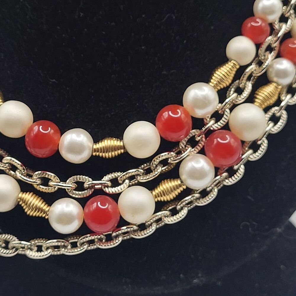 Vintage Japan Multistrand Coral Imitation Pearl 18in